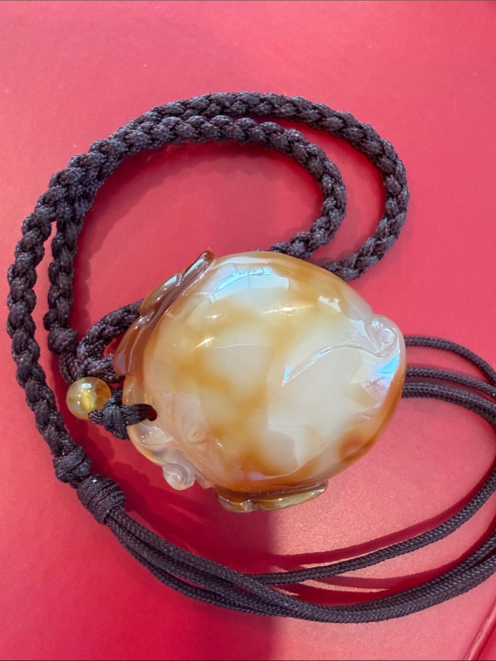 Vintage Chinese Carved Chalcedony Jade Amulet
